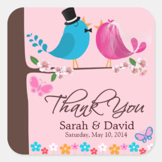 Sticker Carré Deux oiseaux en fleurs de cerisier | Remerciements