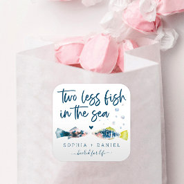 Sticker Carré Deux Poissons De Moins Dans La Mer Mariage Carré S