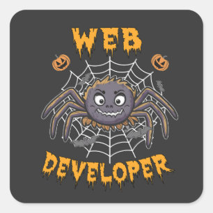 Sticker Carré Développeur Web Funny Éffrayant Halloween Spider