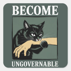 Sticker Carré Devenir ingouvernable drôle Anarchie animale Cadea