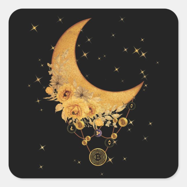 Sticker Carré Devise Virtuelle Sur La Lune Graphique Spirituel (Devant)