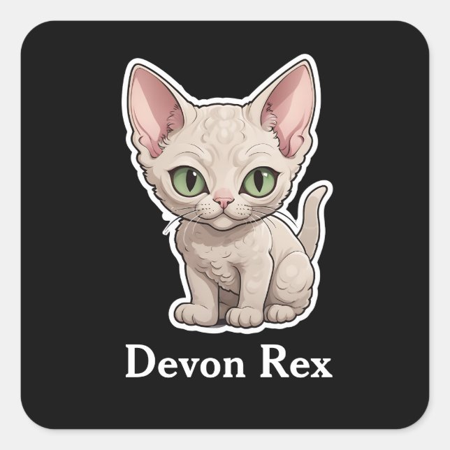 Sticker Carré Devon Rex (Devant)