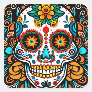 Sticker Carré Dia de los Muertos