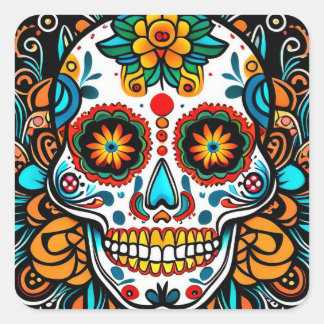 Sticker Carré Dia de los Muertos