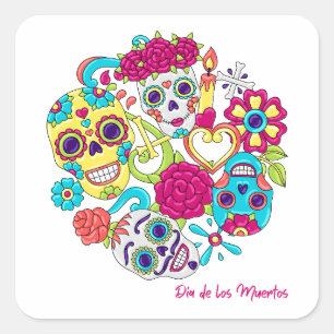 Sticker Carré Dia de Los Muertos