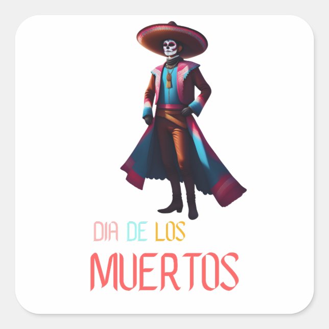 Sticker Carré Dia de los Muertos Charro (Devant)