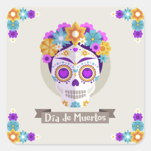 Sticker Carré Dia de los Muertos Jour des Fêtes Mortes