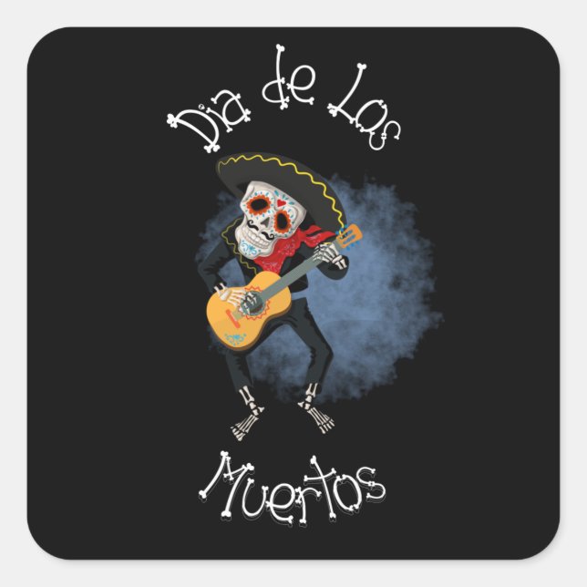 Sticker Carré Dia de los Muertos - Sugar Candy Crâne (Devant)