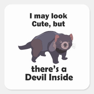 Sticker Carré Diable de Tasmanie Diable Mignon à l'Intérieur Mar