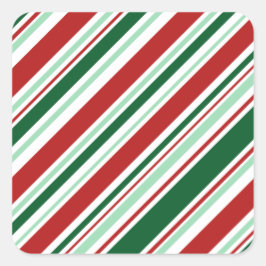 Sticker Carré Diagonal Rouge, Vert, Blanc Bande De Bonbons