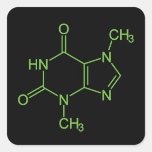 Sticker Carré Diagramme chimique de la molécule de théobromine d