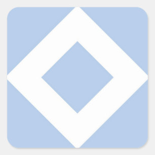 Sticker Carré Diamant bleu pâle, Bordure blanche gras