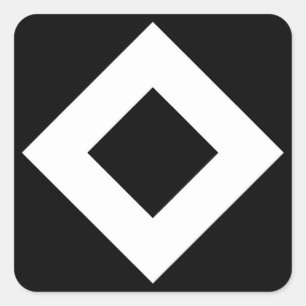 Sticker Carré Diamant noir, bordure blanche en gras