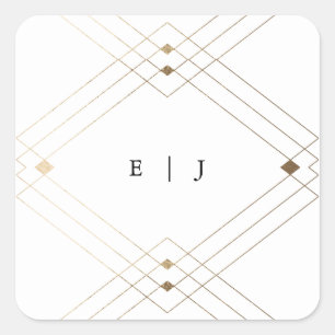 Sticker Carré Diamant Or Blanc Géométrique Mariage Gatsby