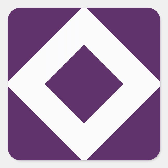 Sticker Carré Diamant Profond Violet, Bordure Blanche Gras (Devant)