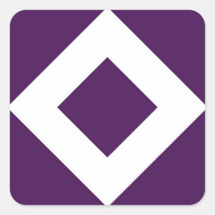 Sticker Carré Diamant Profond Violet, Bordure Blanche Gras