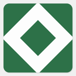 Sticker Carré Diamant vert, frontière blanche audacieuse
