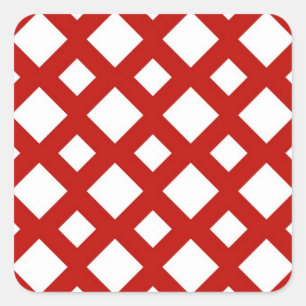 Sticker Carré Diamants blancs sur rouge