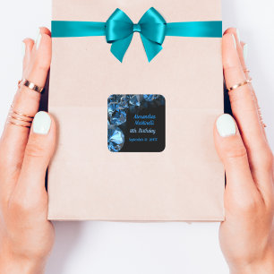 Sticker Carré Diamants Bleus Noir Parti Favoriser