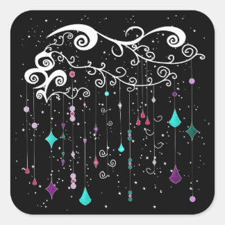 Sticker Carré Diamants et étoiles