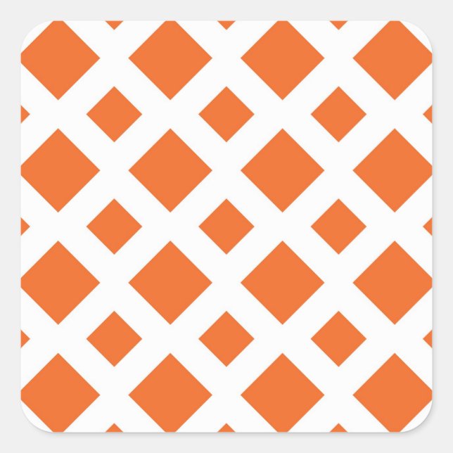 Sticker Carré Diamants orange sur blanc (Devant)