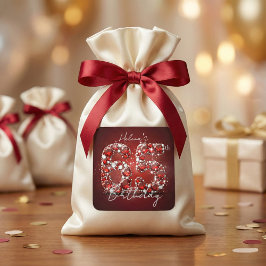 Sticker Carré Diamants Rouge Rubis Élégants Luxueux 65e Annivers