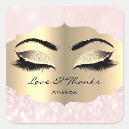 Sticker Carré Diamond Gold Lashes Rose Sweet 16th Love & Thanks