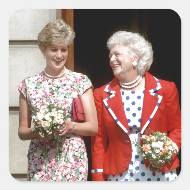 Sticker Carré Diana-Barbara Bush (Devant)