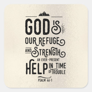 Sticker Carré Dieu est notre Refuge Bible chrétienne Verse