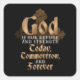 Sticker Carré Dieu est notre Refuge Inspirationnel Don chrétien
