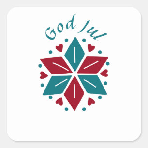 Sticker Carré Dieu juil scandinave Noël étoile Bleu et rouge
