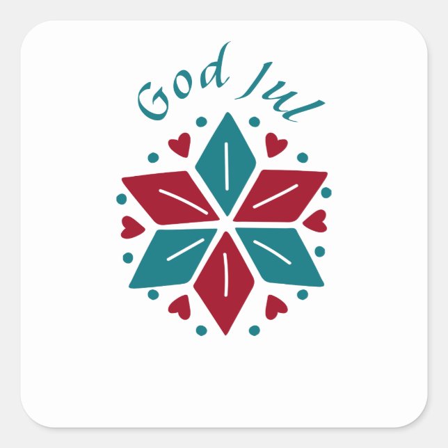Sticker Carré Dieu juil scandinave Noël étoile Bleu et rouge (Devant)