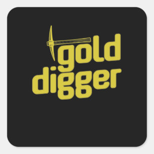 Sticker Carré Digger d'or Spitzhacke Pickel Werkzeug