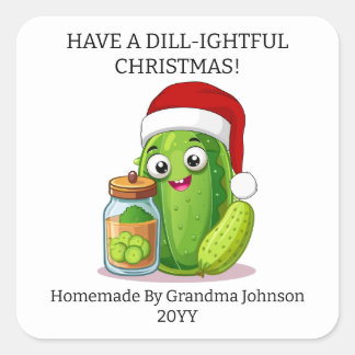 Sticker Carré Dill‑ightful Christmas Pickling Jar
