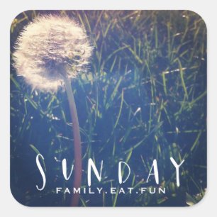 Sticker Carré Dimanche Famille Manger Fun