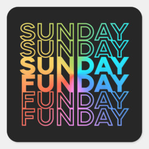Sticker Carré Dimanche Fête Rainbow Fade Color