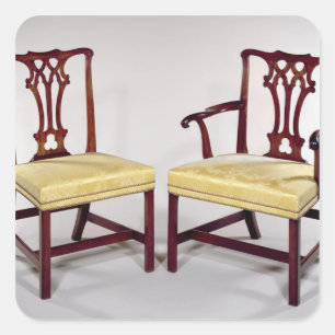 Sticker Carré Dinant des chaises, avec les dos entrelacés de