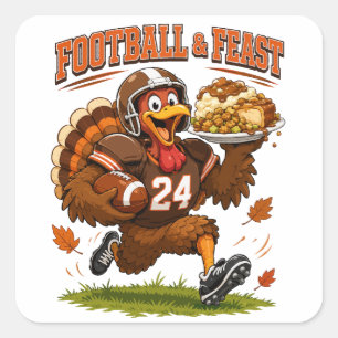 Sticker Carré Dinde de football & festin