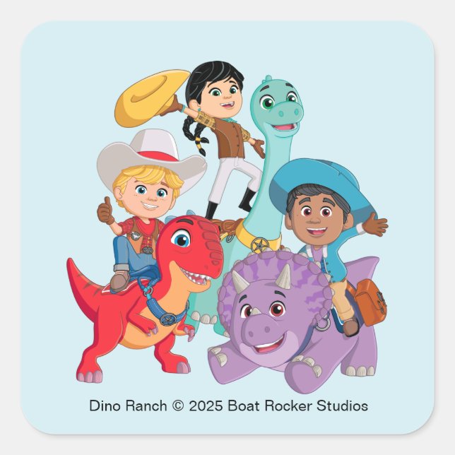 Sticker Carré Dino Ranch Yee Haw ! (Devant)