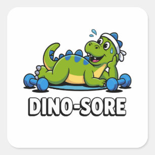 Sticker Carré Dino Sore Gym Lifting Weights Fitness entraînement