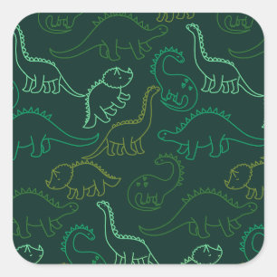 Sticker Carré Dinosaur Enfants Cartoon Garçons Arrière - plan Mo