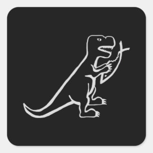 Sticker Carré Dinosaur Manger Poisson 