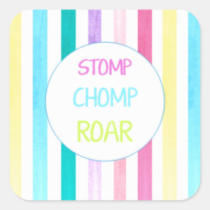 Sticker Carré Dinosaur Stomp Chomp Roar strié