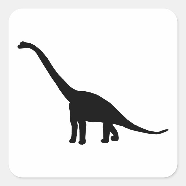 Sticker Carré Dinosaure Brontosaurus noir et blanc (Devant)