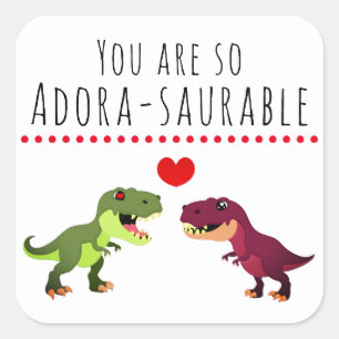 Sticker Carré Dinosaure Couple Couple Love Pun Valentines