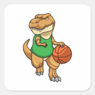 Sticker Carré Dinosaure dans Sports avec basket-ball