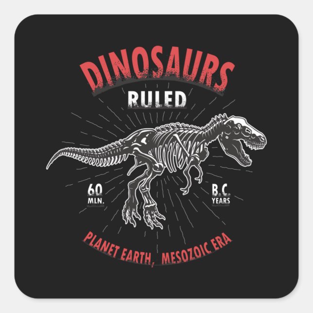 Sticker Carré Dinosaure Planète Terre Mésozoïque | Dinosaure (Devant)