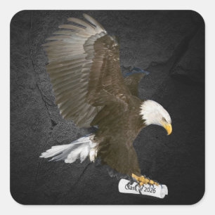 Sticker Carré Diplômé 2026 Aigle royal avec diplôme  