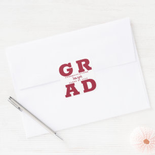 Sticker Carré Diplômé Crimson sur Blanc
