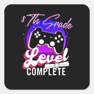 Sticker Carré Diplôme de 8e année de gamer